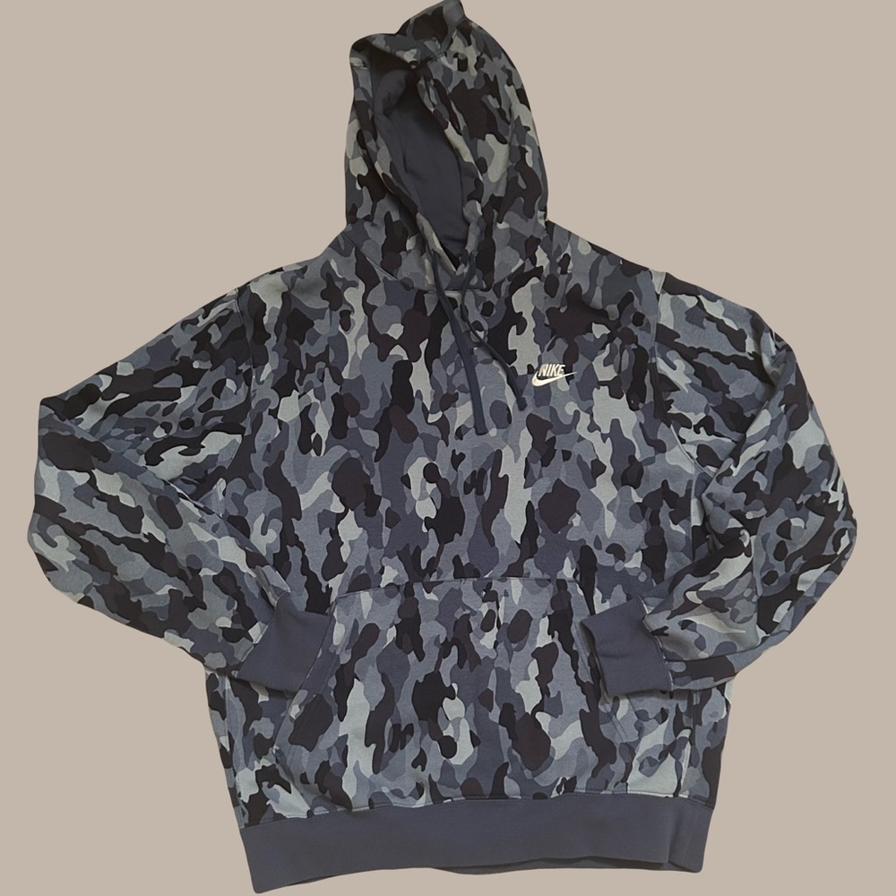 Nike Blue and Black Camouflage Hoodie NWT